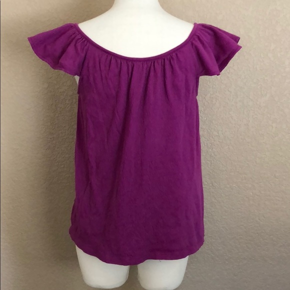 Old Navy Purple Button Flutter-Sleeve Top - Picture 3 of 3
